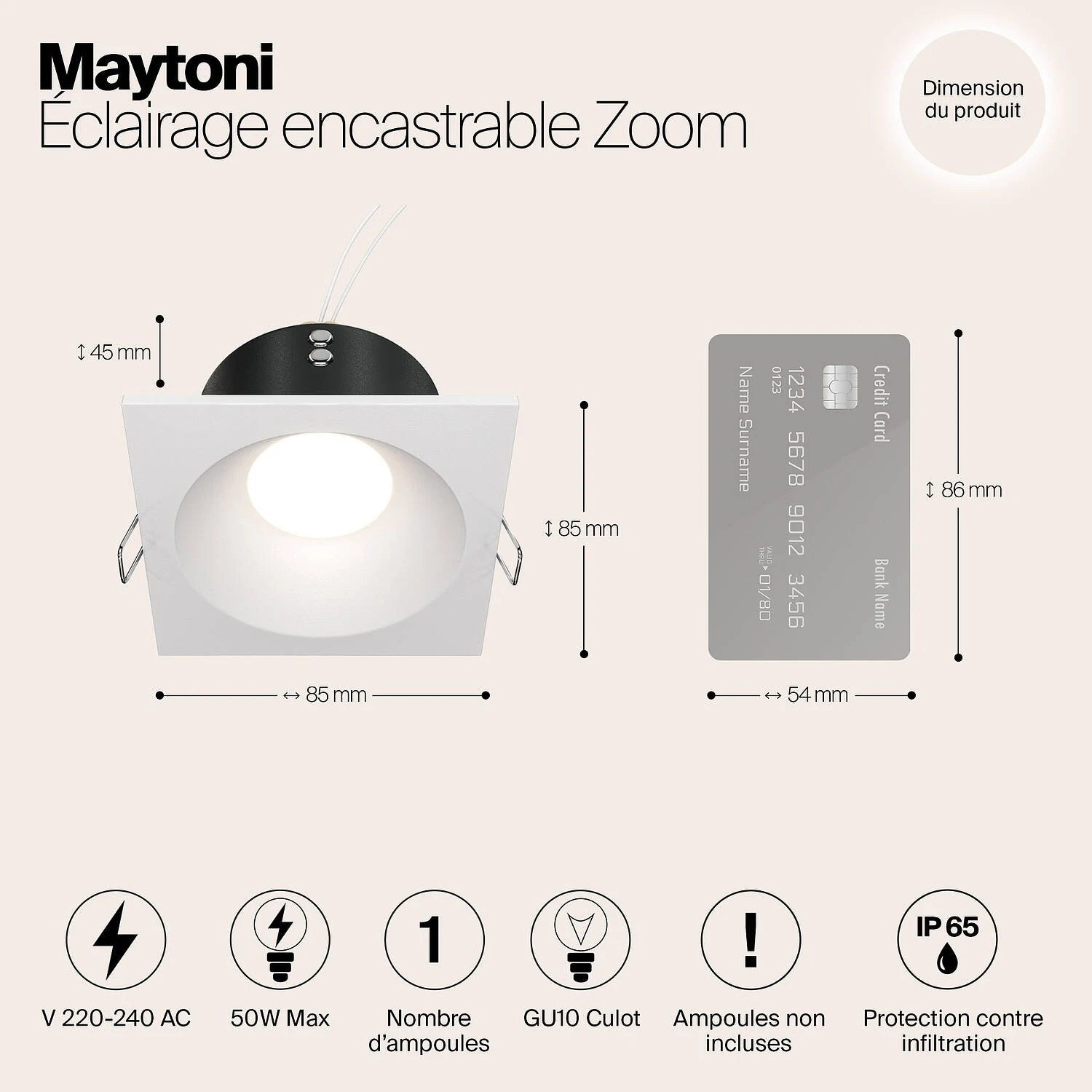 Встраиваемый светильник Downlight Zoom, 1xGU10 Белый (Maytoni Technical, DL033-2-01W) - Amppa.ru