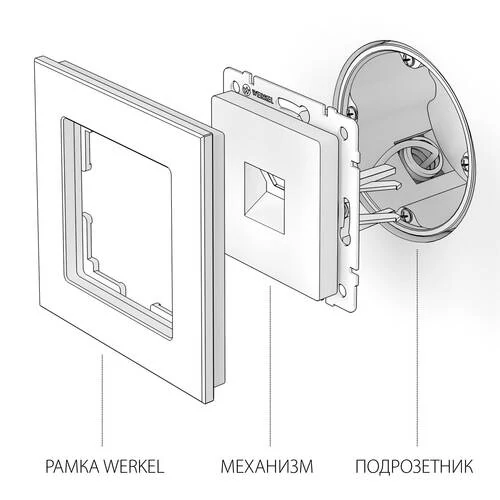 Розетка Ethernet RJ-45 (cеребряный рифленый) a051360, W1181009 (Werkel, 4690389159886) - Amppa.ru