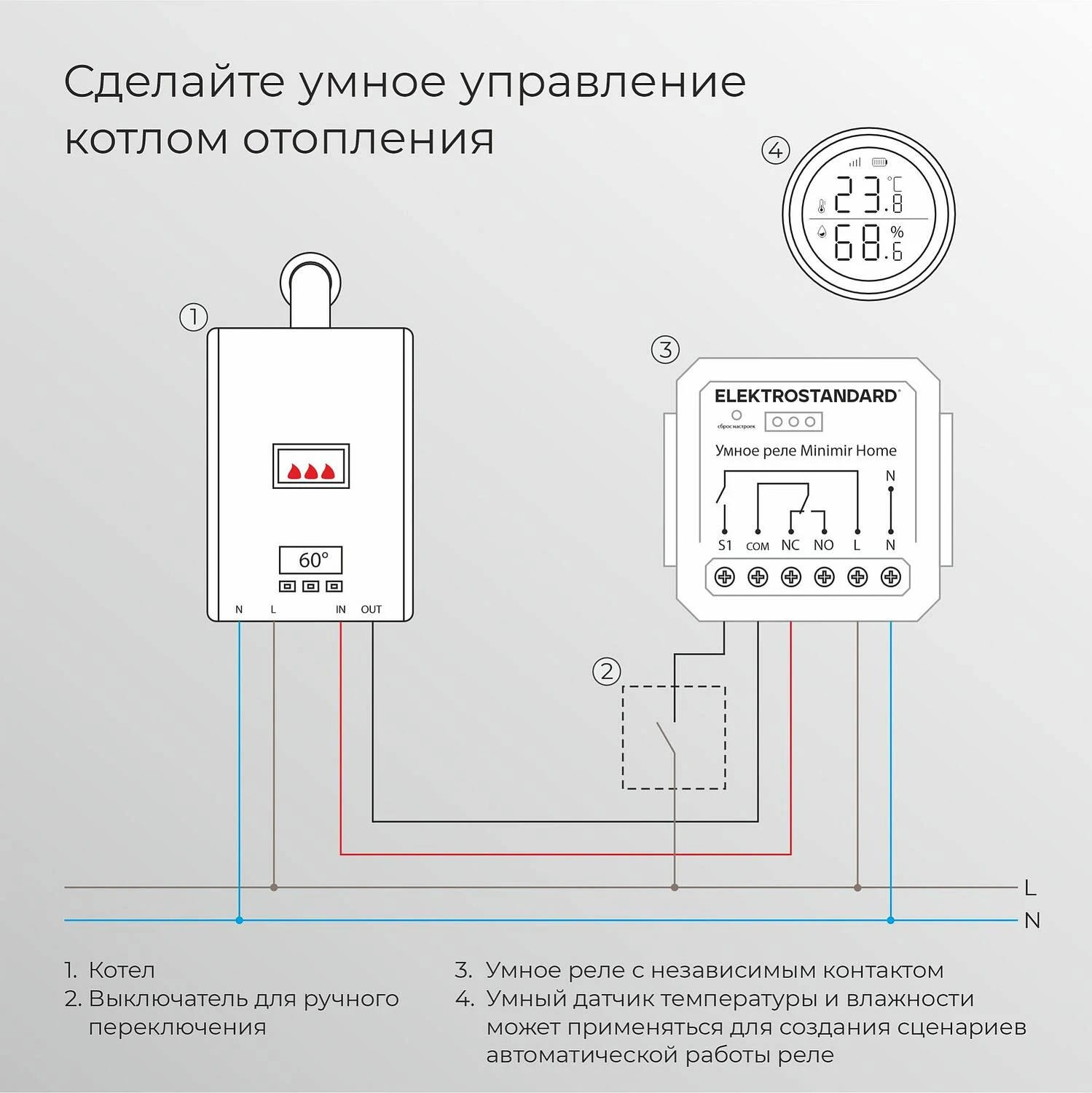 Реле Умный дом с независимым контактом 76010/00 (Elektrostandard, a067444) - Amppa.ru