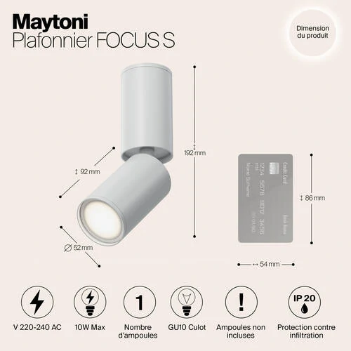 Потолочный светильник Ceiling FOCUS S, 1xGU10 Белый (Maytoni Technical, C051CL-01W) - Amppa.ru