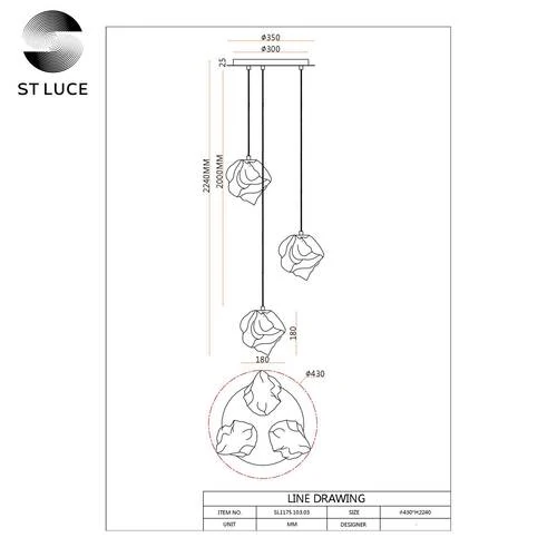 SL1175.303.03 Светильник подвесной ST-Luce Латунь/Янтарный E14 3*40W PORTICI