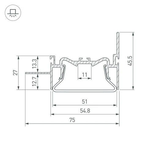 Профиль FOLED-50-WALL-2000 (Arlight, Алюминий), 035771 - Amppa.ru