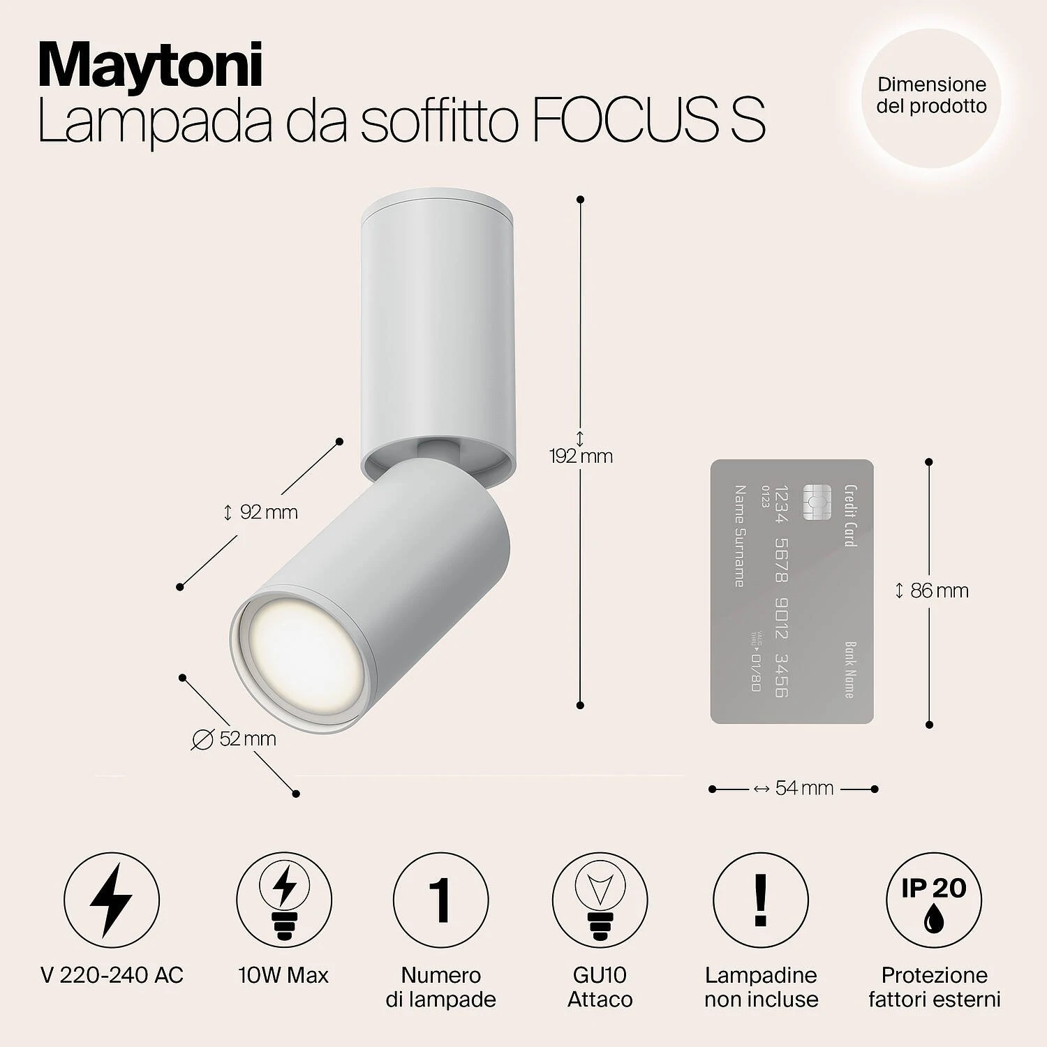 Потолочный светильник Ceiling FOCUS S, 1xGU10 Белый (Maytoni Technical, C051CL-01W) - Amppa.ru