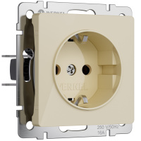 W1171143/ Электроустановочные изделия - Розетка с заземлением и шторками (айвори акрил)