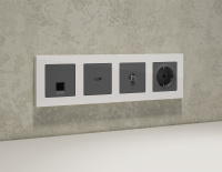 Комплект механизма компьютерной розетки RJ-45 экранированной с автоматической защитной шторкой ALFA Антрацит серый QUANT (AP6620, VM185) (Ambrella Volt, MA662005)