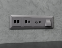 Комплект механизма розетки компьютерной + TV оконечной RJ-45 с автоматической защитной шторкой ALFA Сталь матовый QUANT (AP5125, VM195) (Ambrella Volt, MA512510)