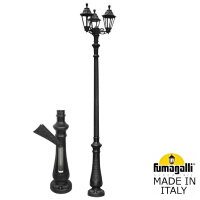 Парковый фонарь Fumagalli Nebo Bisso/Rut 3L E26.202.S30.AXE27, Черный и Прозрачный, без ламп